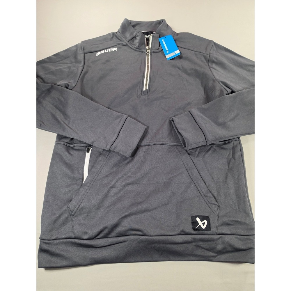 Bauer Team Fleece 1/2 Zip Pullover Mens Small Gray Hockey Training Jacket